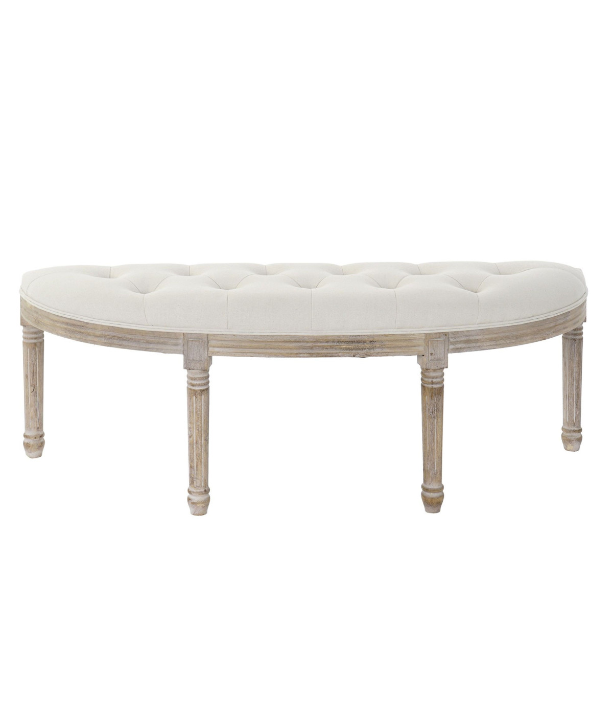 Wadiga Banquette Demi-Lune Capitonnée Classique Bois Et Polyester Beige