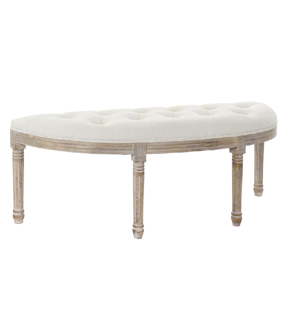 wadiga Banquette Demi-Lune Capitonnée Classique Bois et Polyester Beige