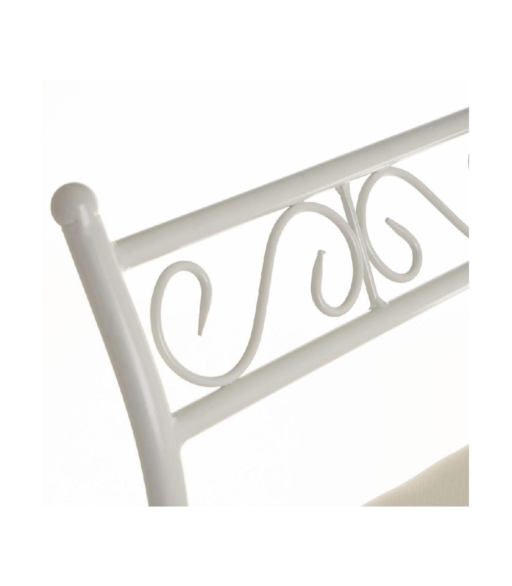 Wadiga Banquette En Métal Blanc Et Assise Rembourrée Coton Beige - 73x30x65.5cm