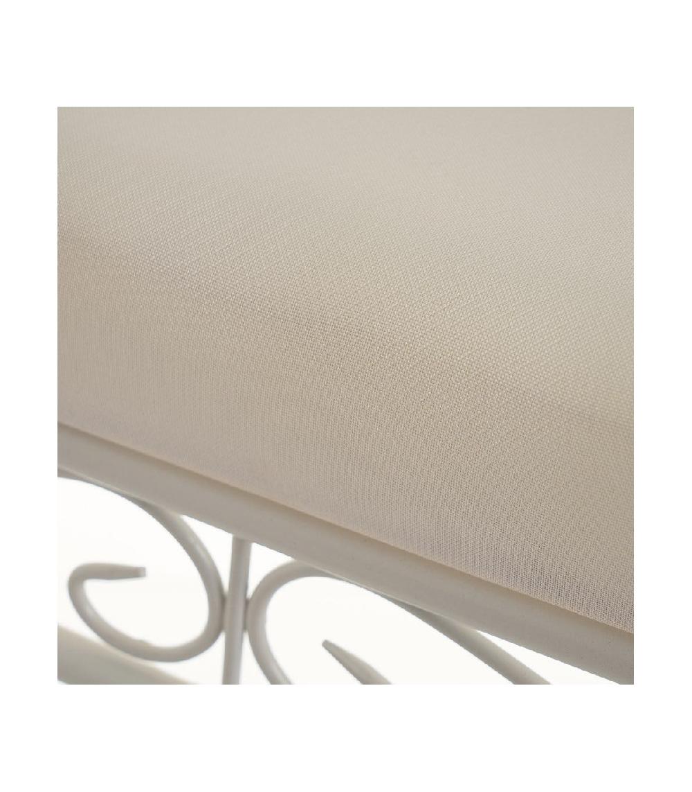 Wadiga Banquette En Métal Blanc Et Assise Rembourrée Coton Beige - 73x30x65.5cm