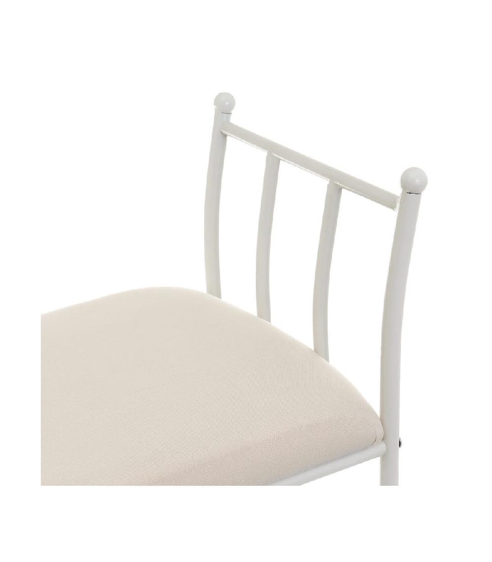 Wadiga Banquette En Métal Blanc Et Assise Rembourrée Coton Beige - 68x30x64cm