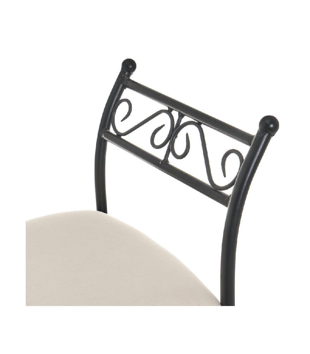 Wadiga Banquette En Métal Noir Et Assise Rembourrée Coton Beige - 74x30x63cm