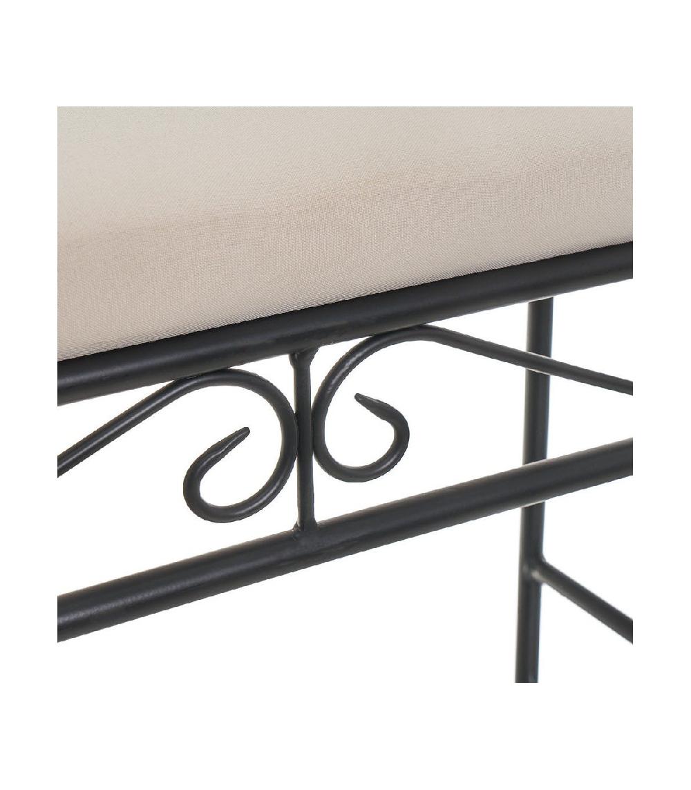 Wadiga Banquette En Métal Noir Et Assise Rembourrée Coton Beige - 74x30x63cm
