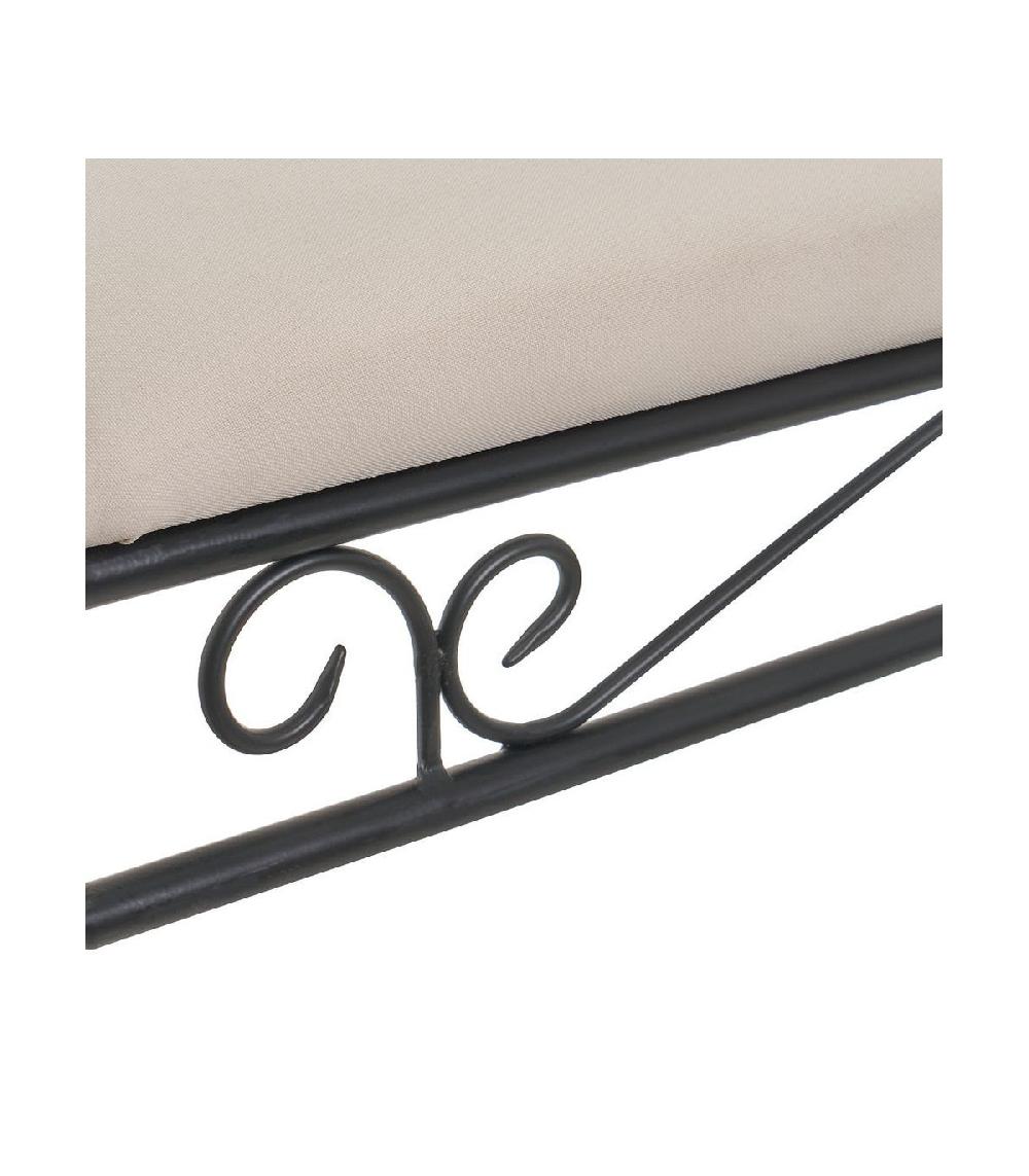 Wadiga Banquette En Métal Noir Et Assise Rembourrée Coton Beige - 74x30x63cm
