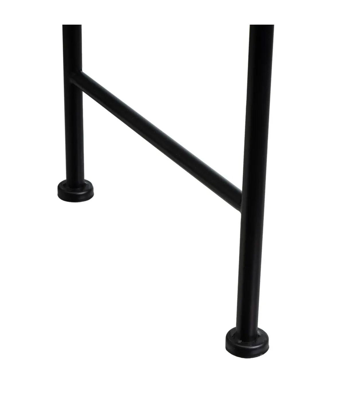 Wadiga Banquette En Métal Noir Et Assise Rembourrée Lin Beige 74x30x67cm