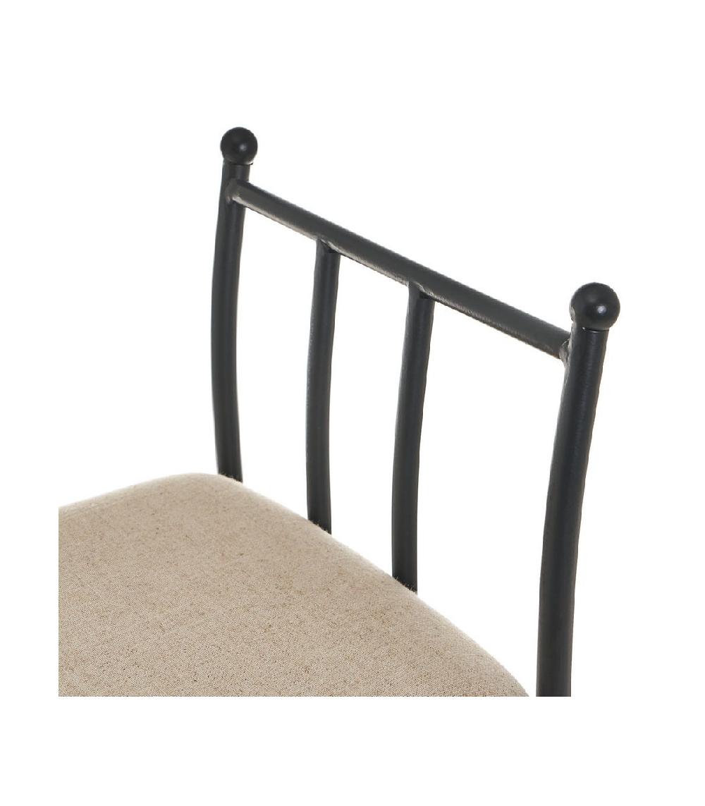 Wadiga Banquette En Métal Noir Et Assise Rembourrée Lin Beige - 68x30x64cm