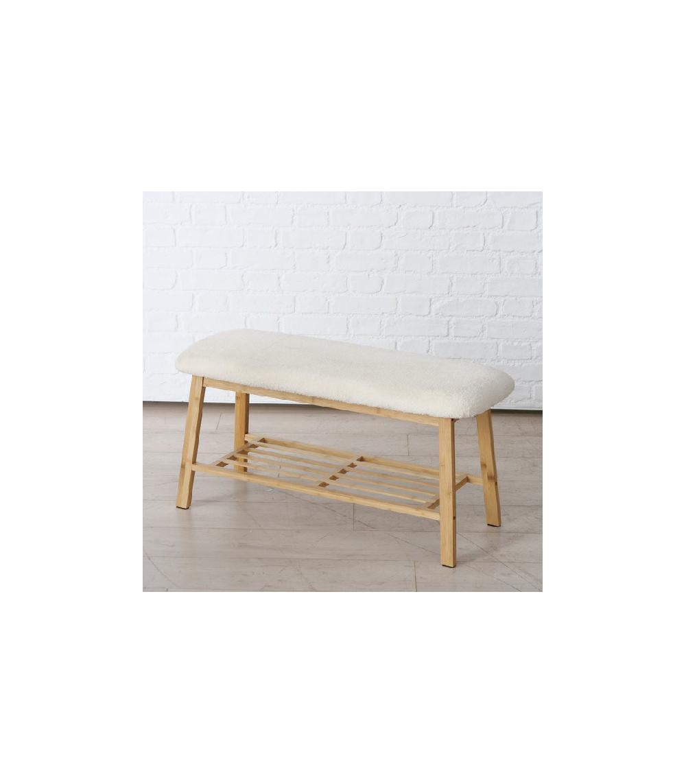Wadiga Banquette Entrée Ou Bout De Lit Assise Rembourrée Façon Fourrure Blanche