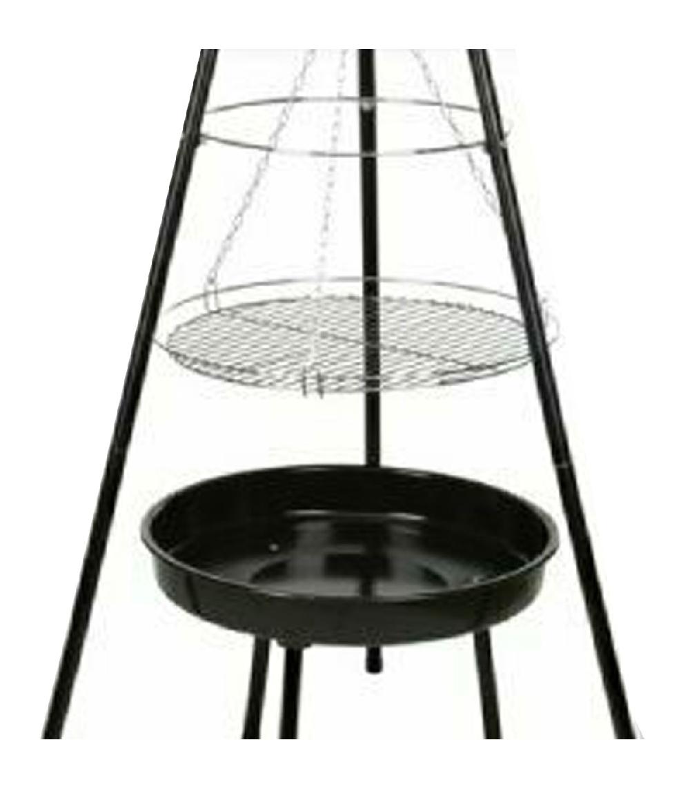 Wadiga Barbecue En Acier Noir Trépied Et Chromé 52x52x151cm