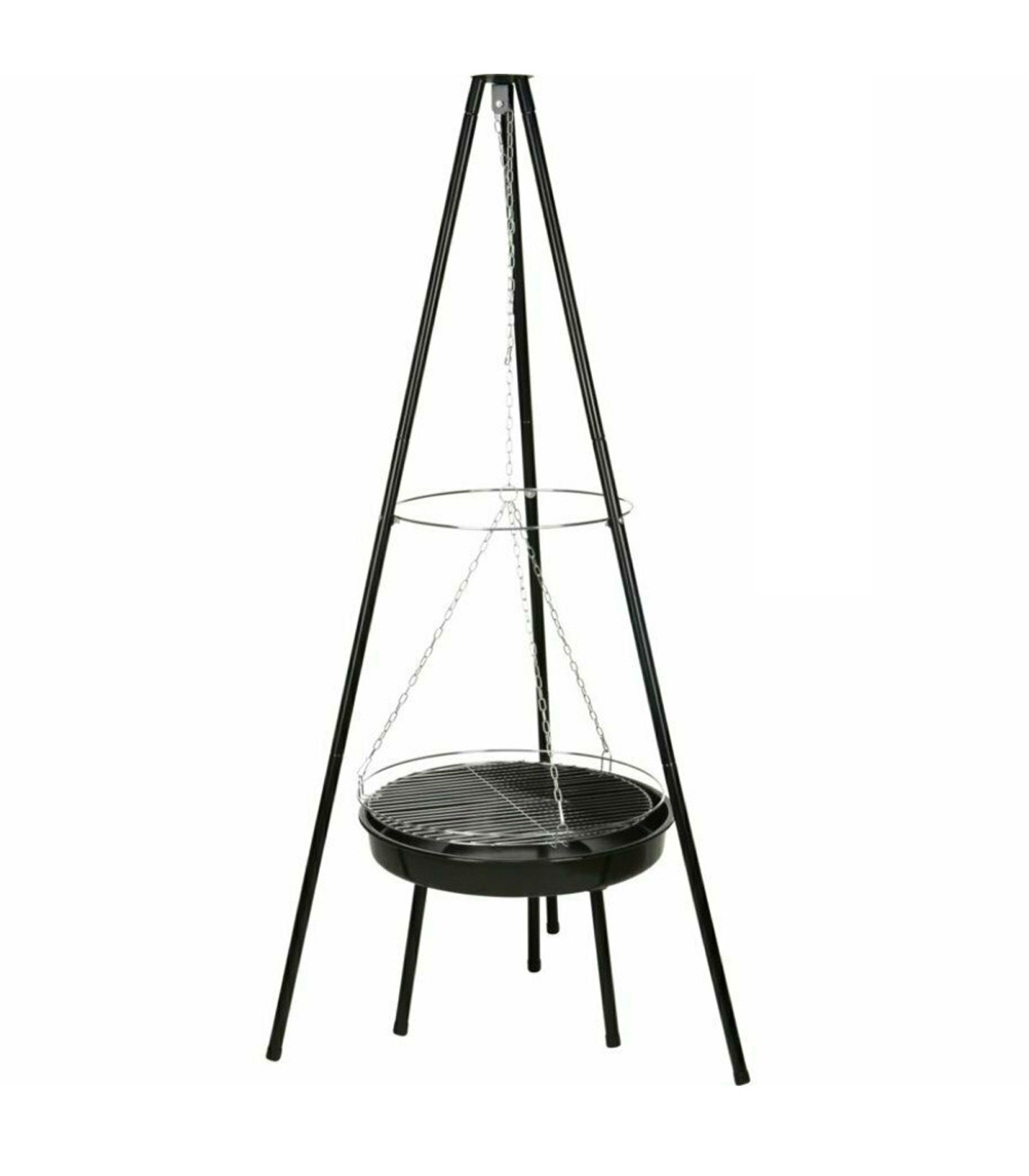 wadiga Barbecue en acier noir trépied et chromé 52x52x151cm