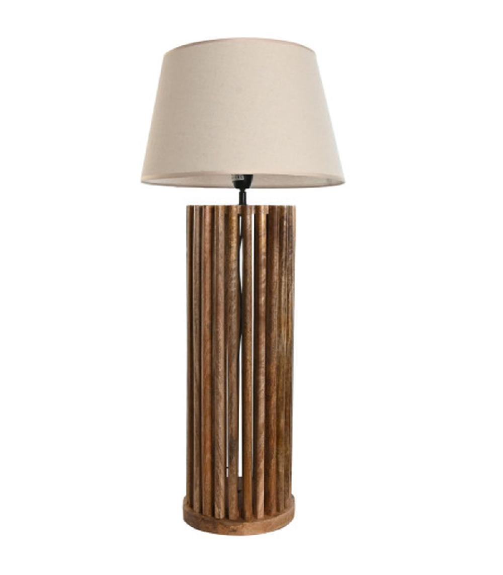 Wadiga Base Lampe à Poser En Bois De Mangue 23x23x72cm