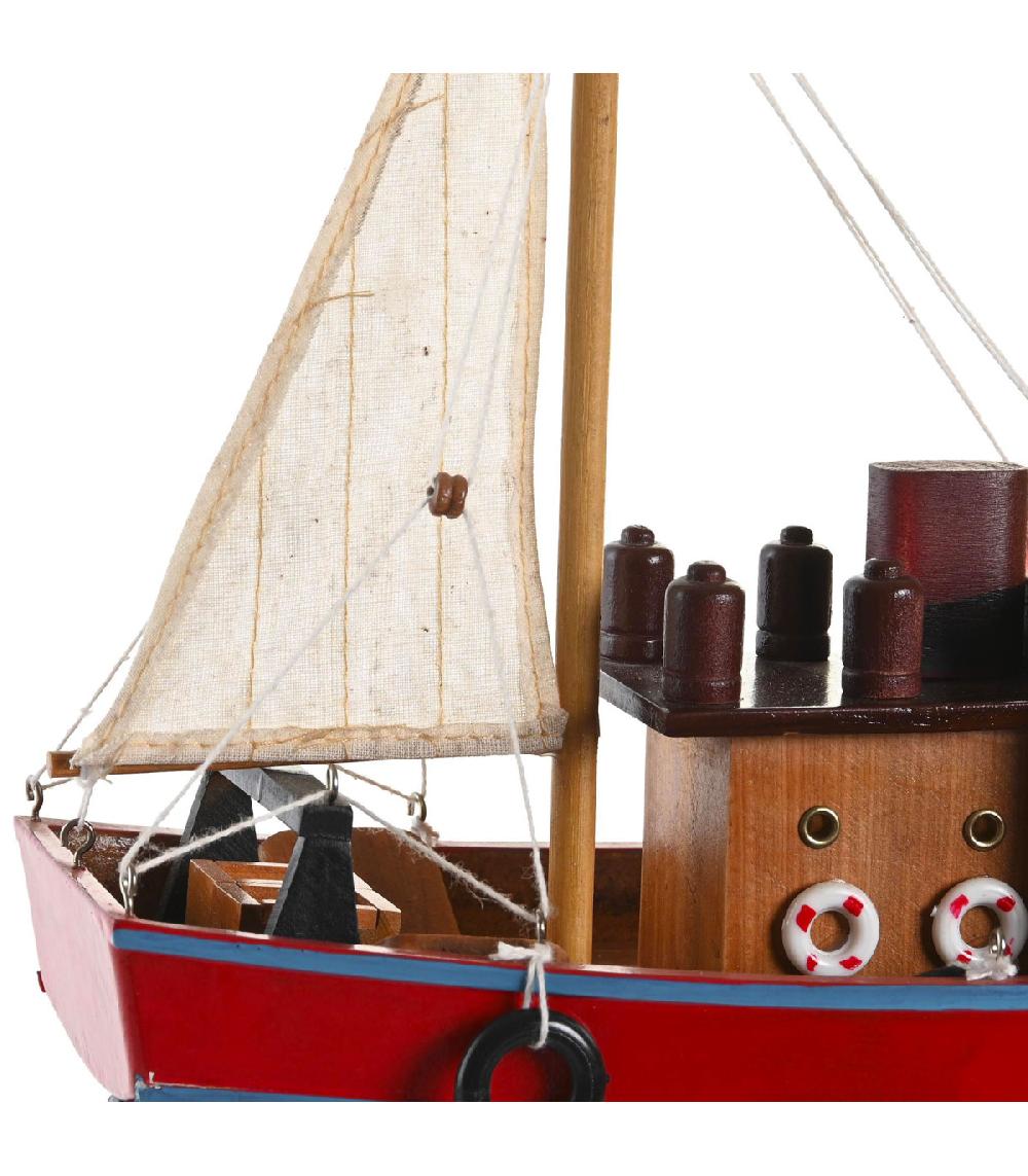 Wadiga Bateau à Voiles Décoratif Pêcheur 40x13.5x35cm