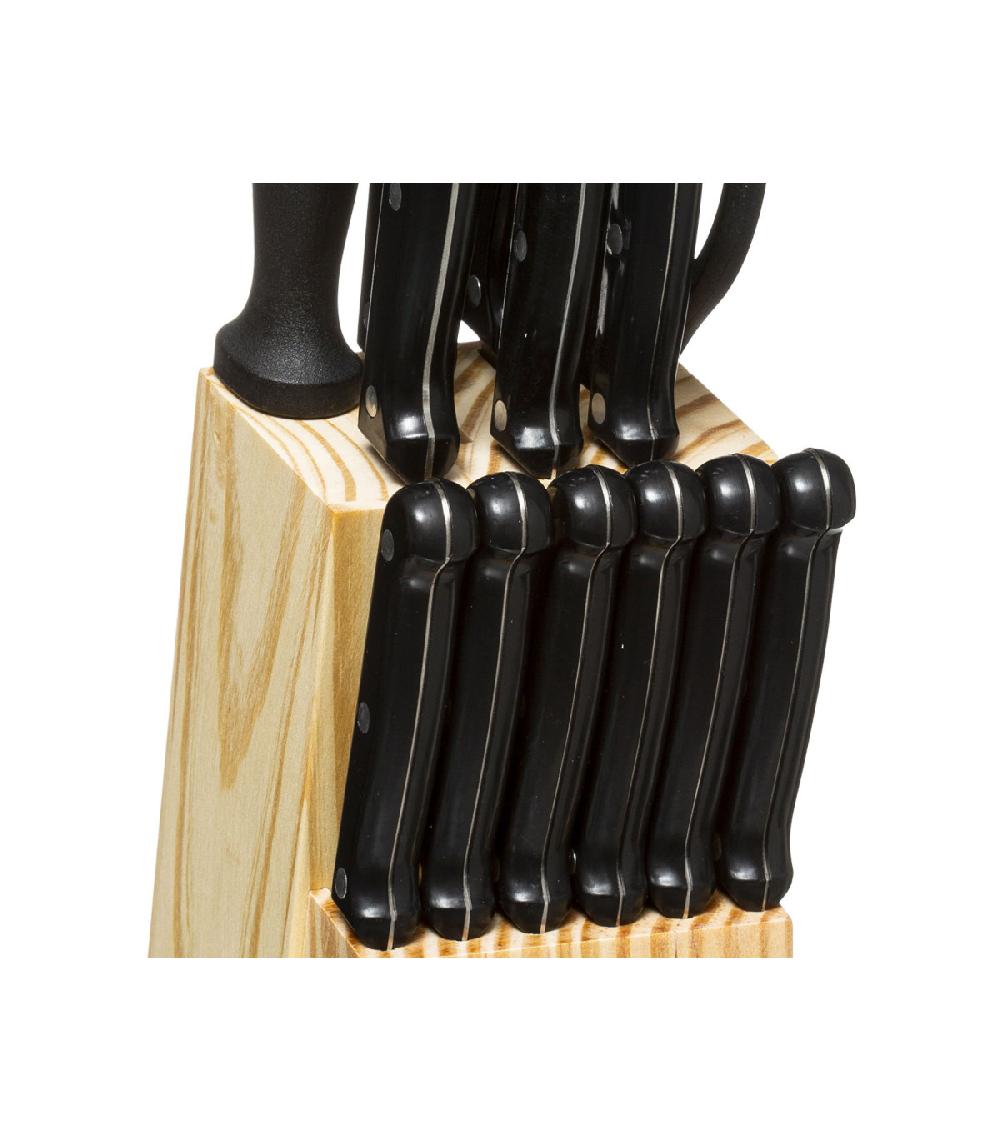 Wadiga Bloc Bois 11 Couteaux + 1 Aiguiseur + 1 Paire De Ciseaux