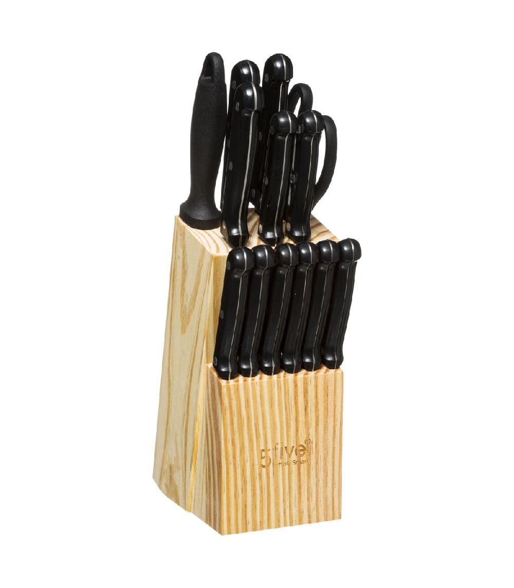 wadiga Bloc bois 11 couteaux + 1 aiguiseur + 1 paire de ciseaux