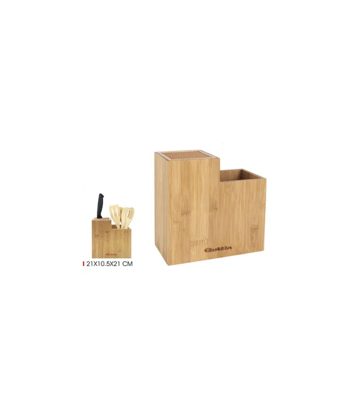 Wadiga Bloc Cuisine Bambou Range Couteaux + Range Ustensiles