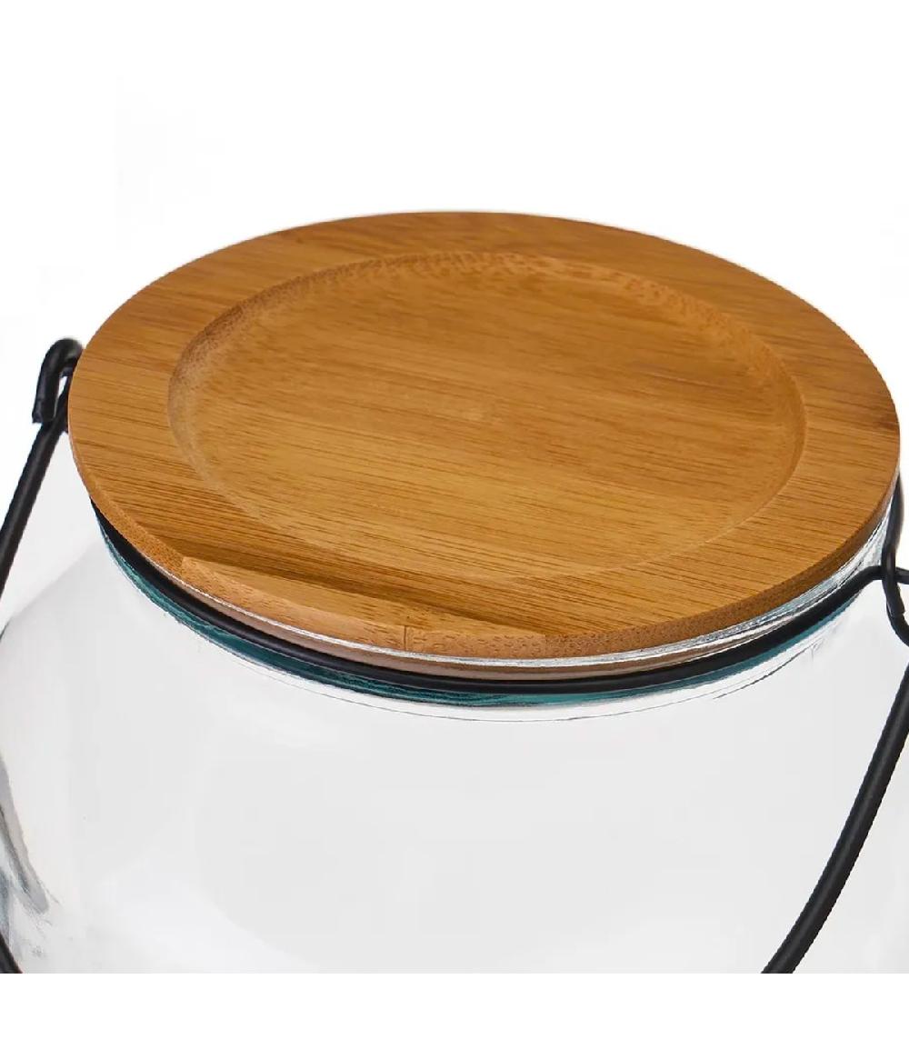 Wadiga Bocal Cuisine Avec étiquette En Verre Et Bouchon Bambou 16x16x17cm