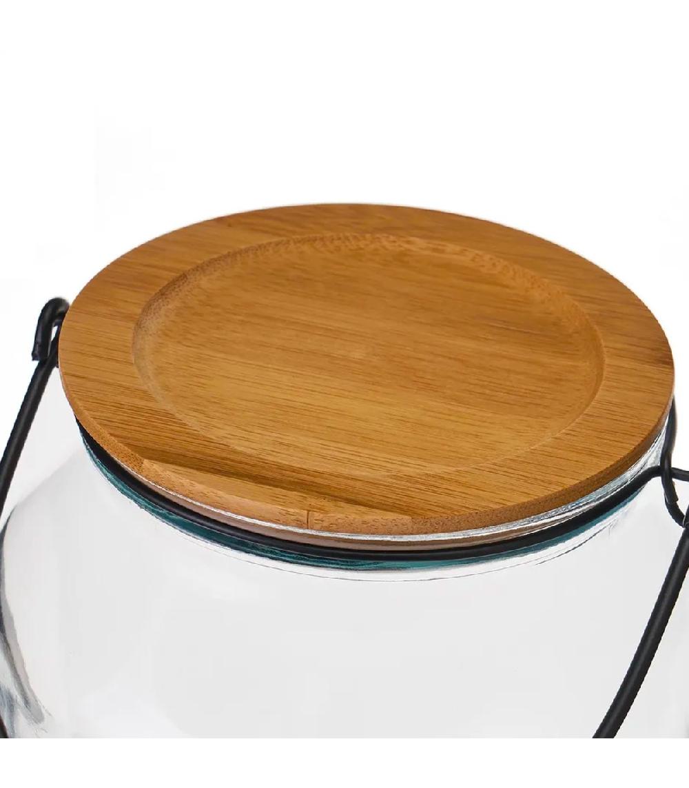 Wadiga Bocal Cuisine Avec étiquette En Verre Et Bouchon Bambou 16x16x14cm