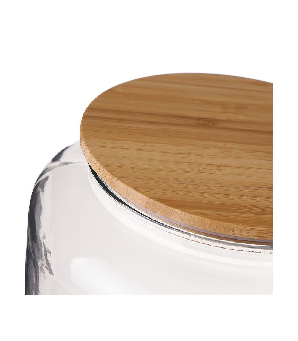 Wadiga Bocal Cuisine Avec Étiquette En Verre Et Bouchon Bambou - H20.3cm