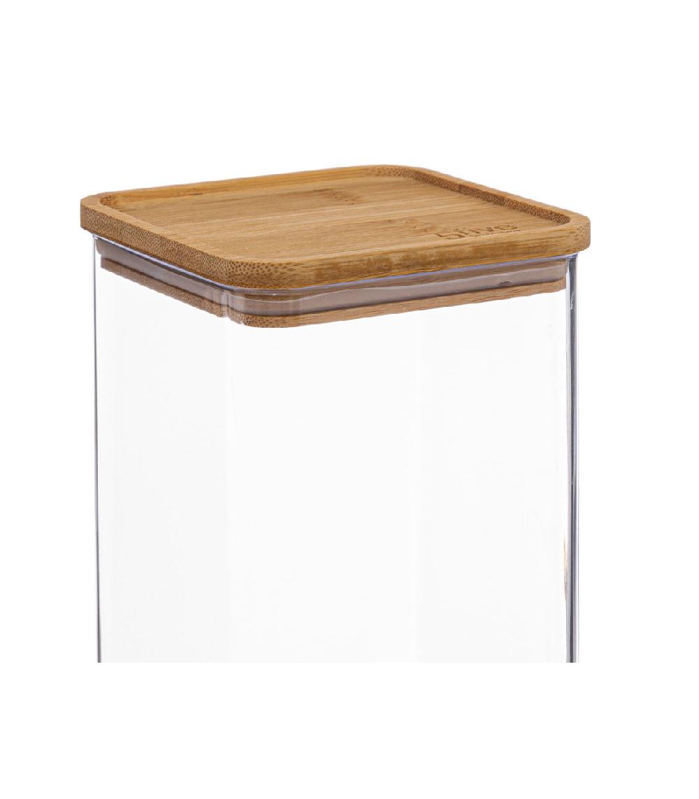 Wadiga Bocal Cuisine Carré En Plastique Avec Bouchon Bambou - 2L