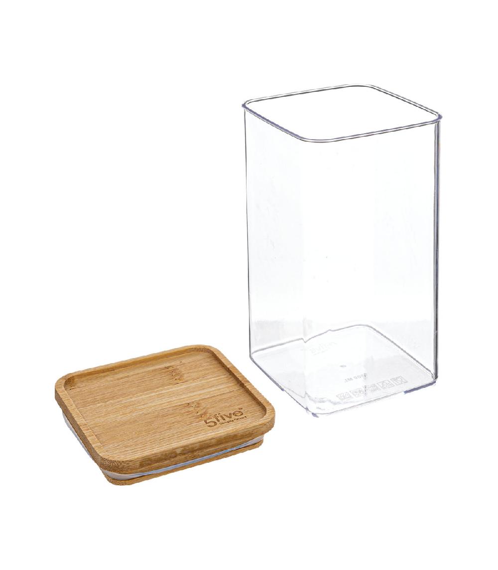Wadiga Bocal Cuisine Carré En Plastique Avec Bouchon Bambou - 1.5L