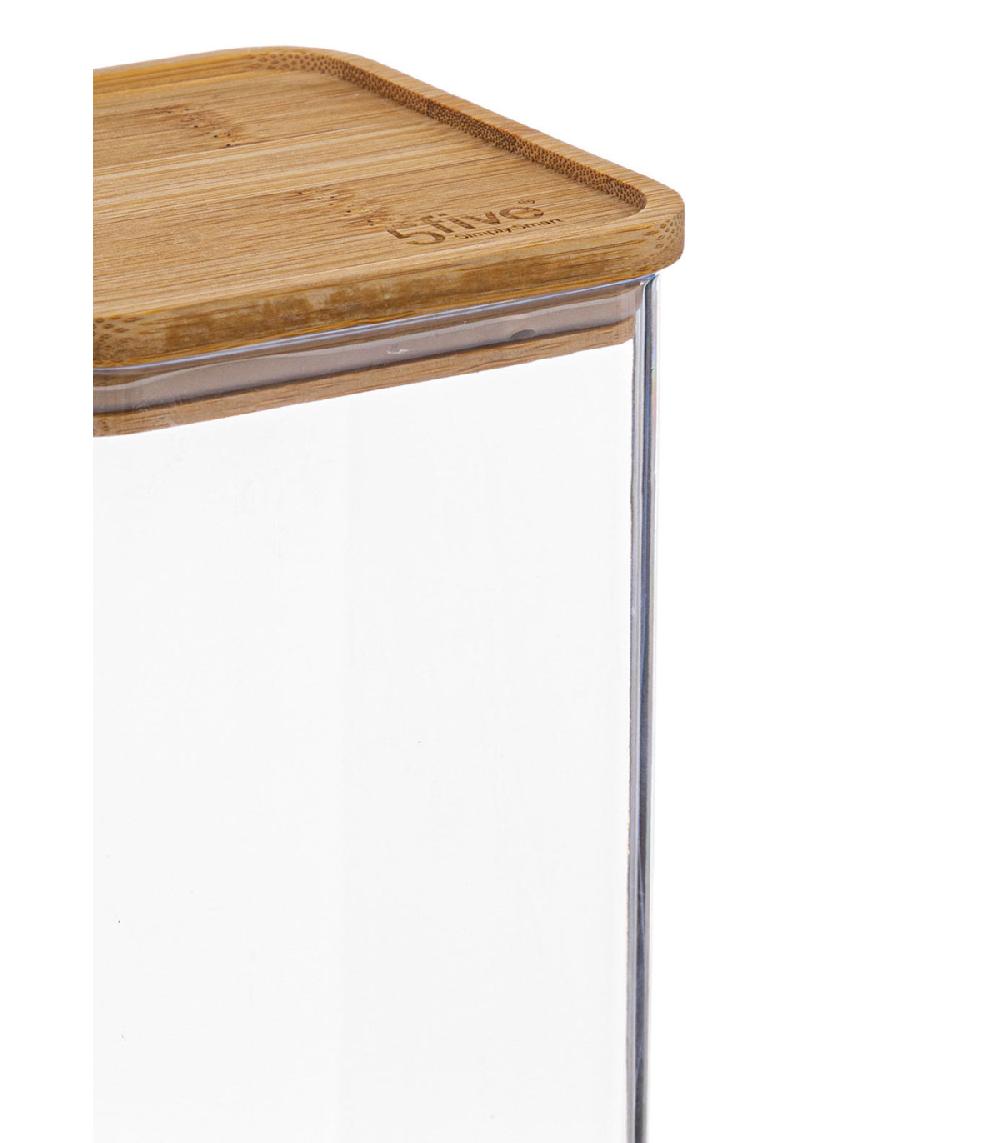 Wadiga Bocal Cuisine Carré En Plastique Avec Bouchon Bambou - 1.5L