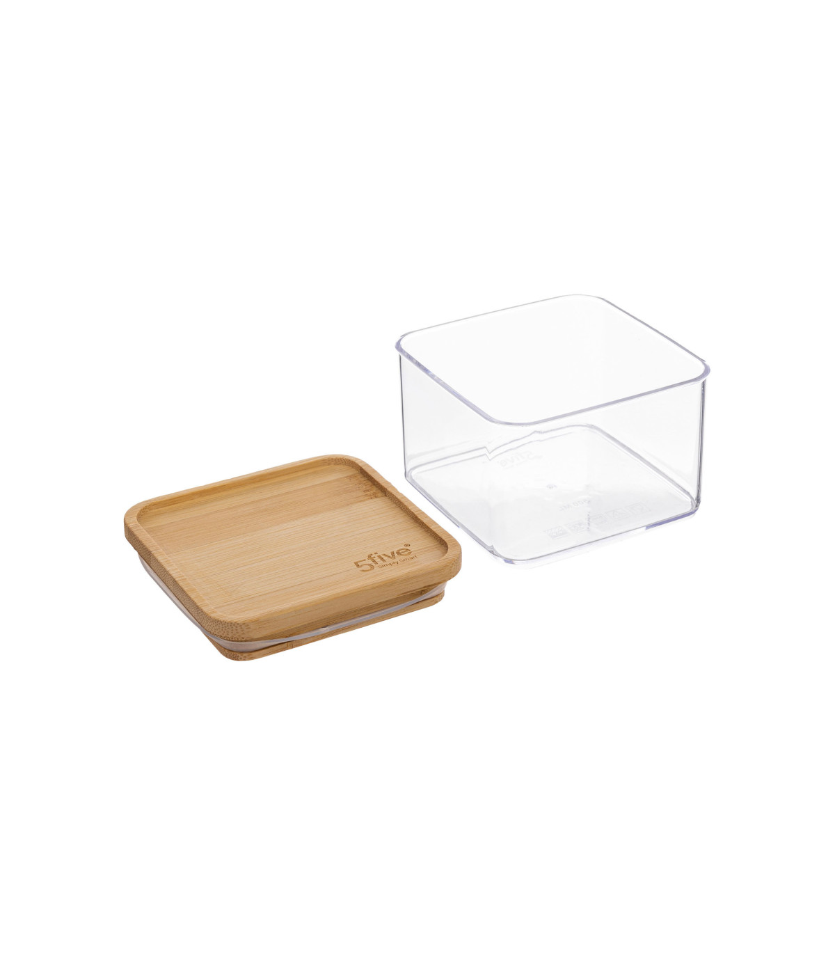 Wadiga Bocal Cuisine Carré En Plastique Avec Bouchon Bambou - 1L