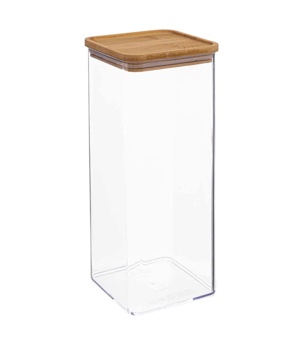 wadiga Bocal cuisine carré en plastique avec bouchon bambou - 2L