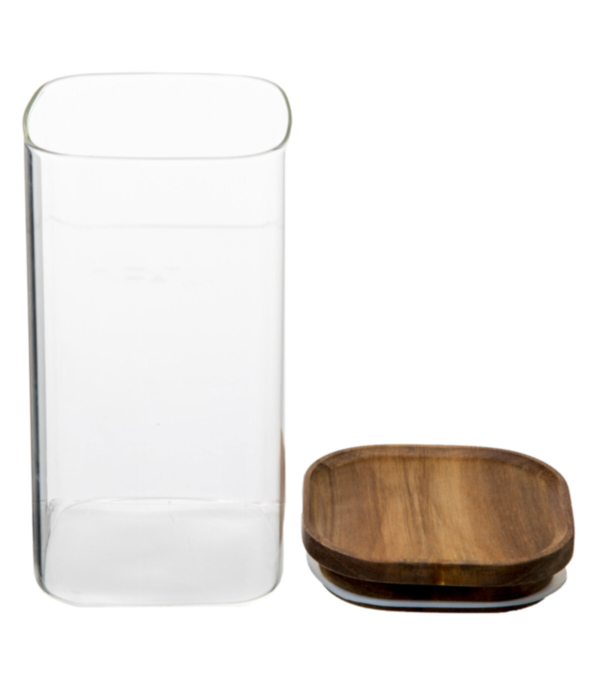 Wadiga Bocal Cuisine Carré En Verre Avec Bouchon Acacia - 1.3L