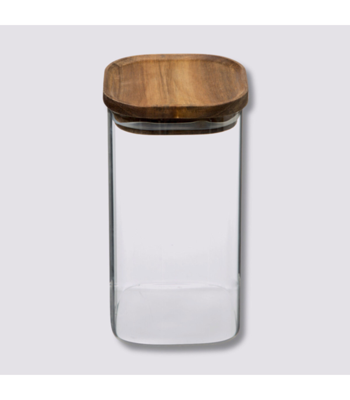 Wadiga Bocal Cuisine Carré En Verre Avec Bouchon Acacia - 1.3L