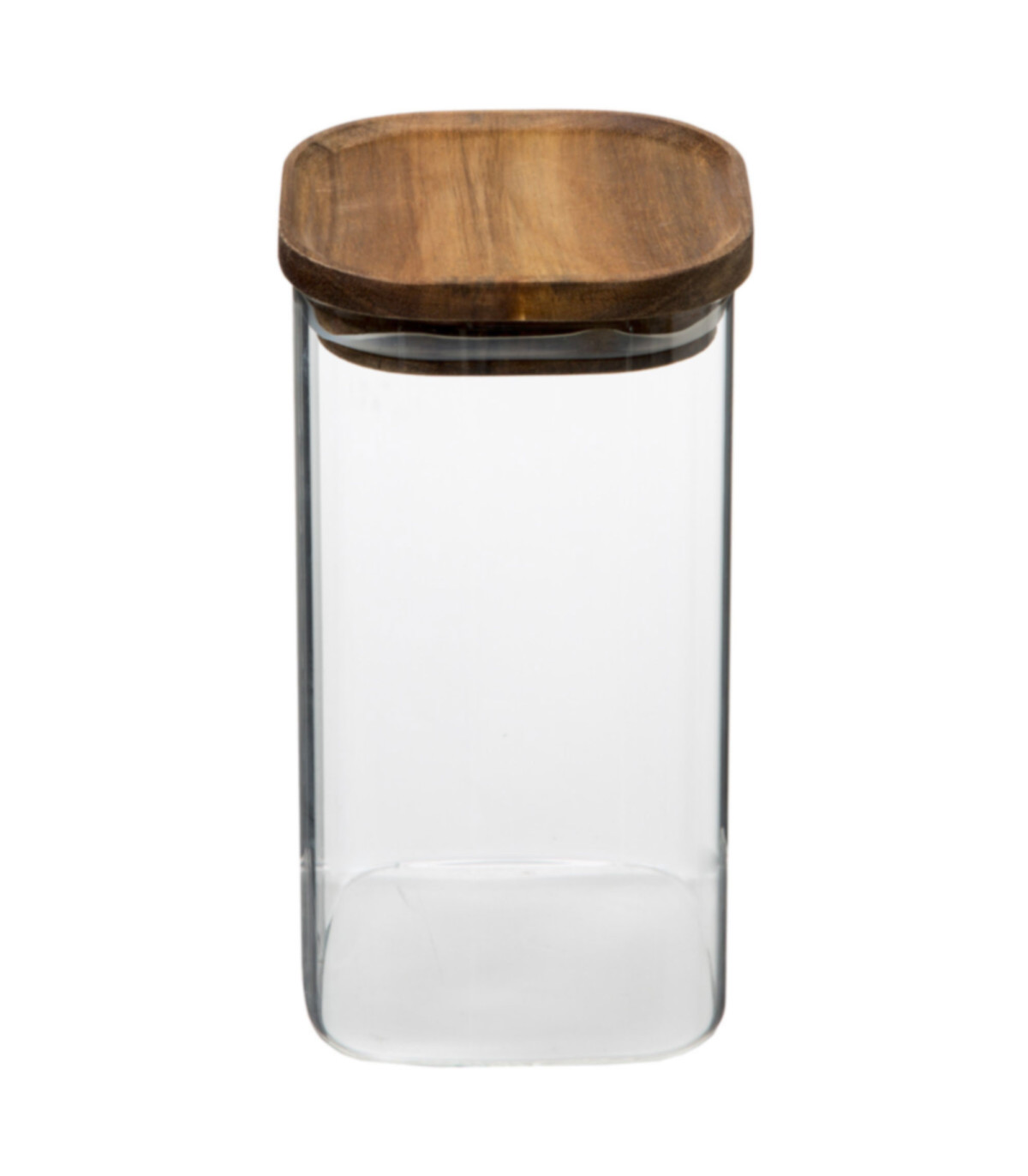 wadiga Bocal cuisine carré en verre avec bouchon acacia - 1.3L