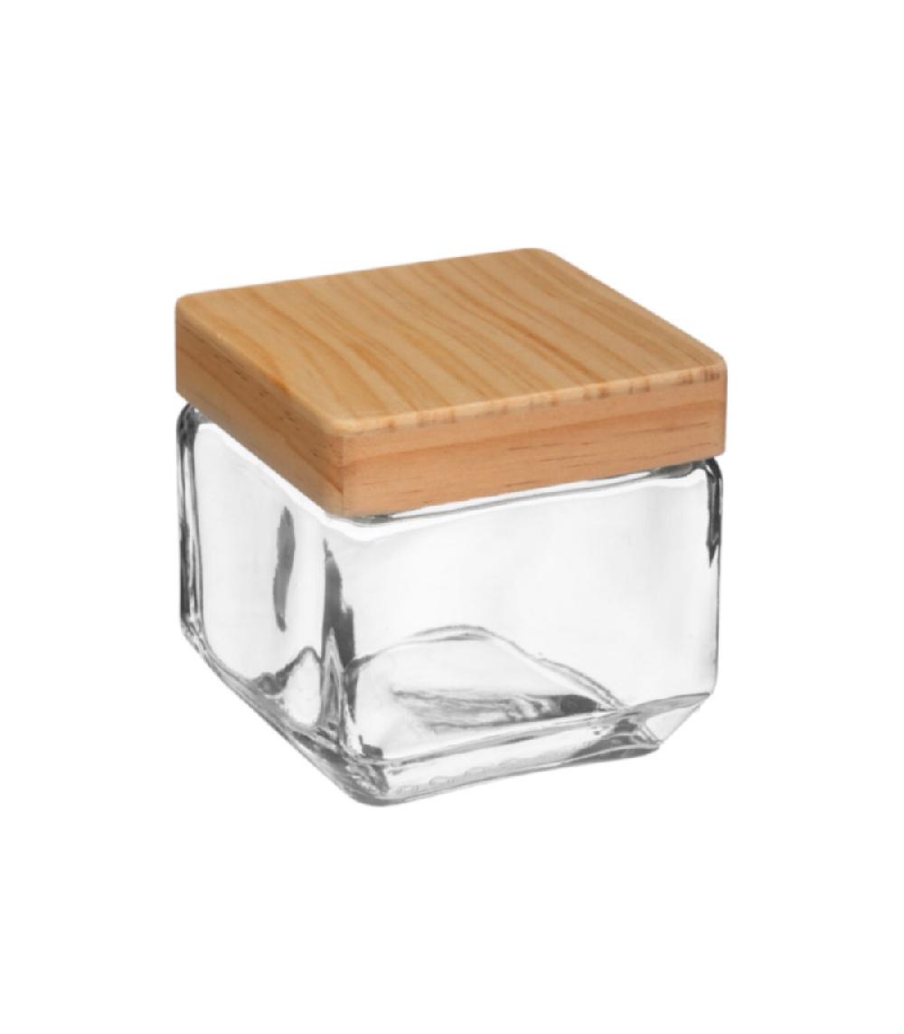 wadiga Bocal cuisine carré en verre avec bouchon bois - 0.85L
