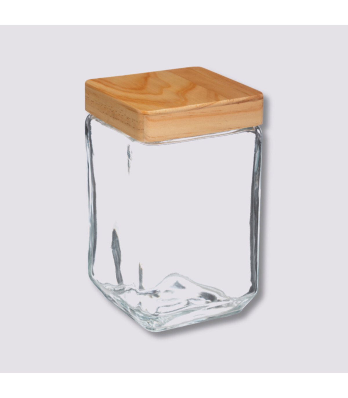 Wadiga Bocal Cuisine Carré En Verre Avec Bouchon Bois - 1.25L