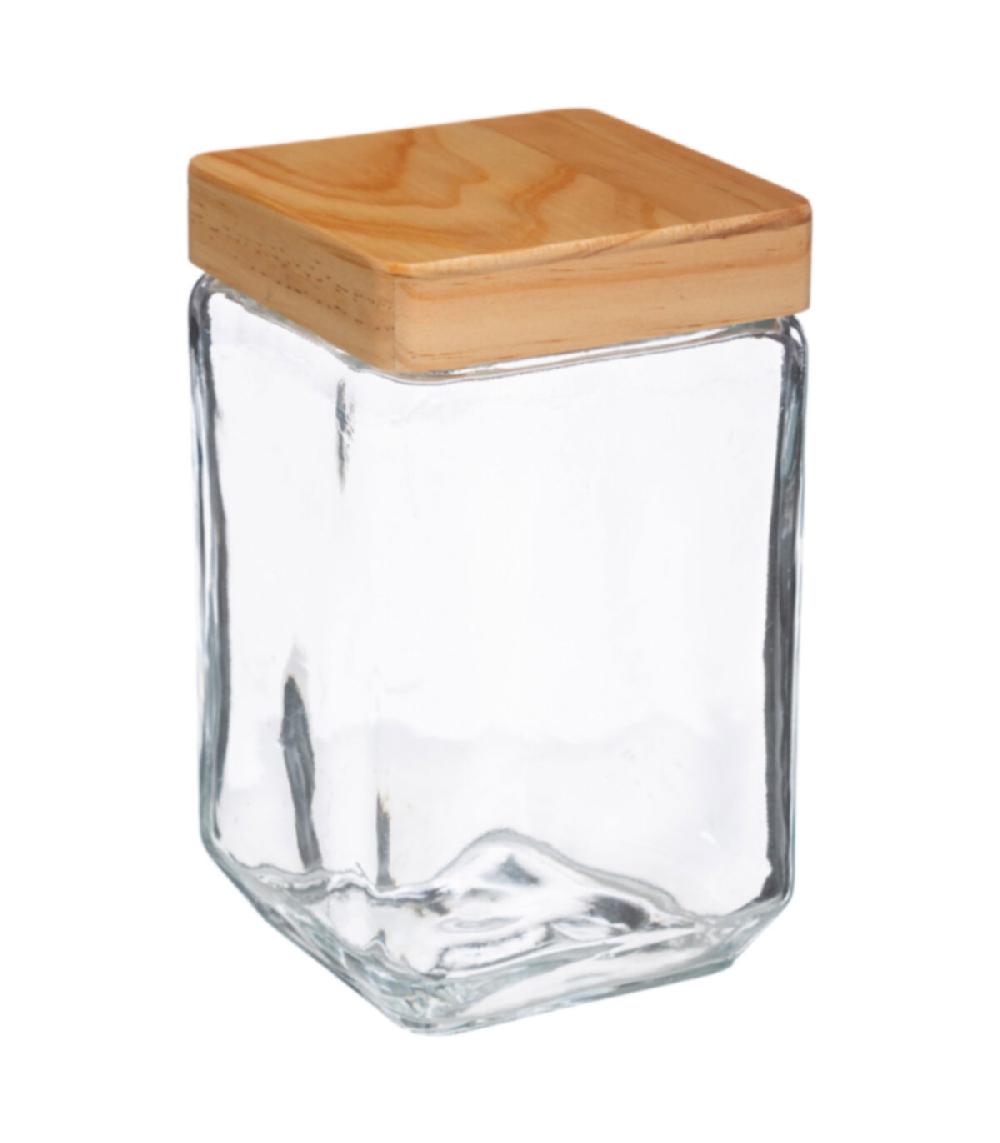wadiga Bocal cuisine carré en verre avec bouchon bois - 1.7L