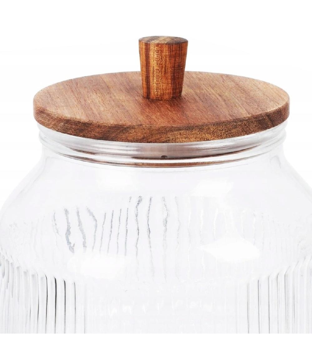 Wadiga Bocal Cuisine En Verre Avec Bouchon Acacia 1750ml