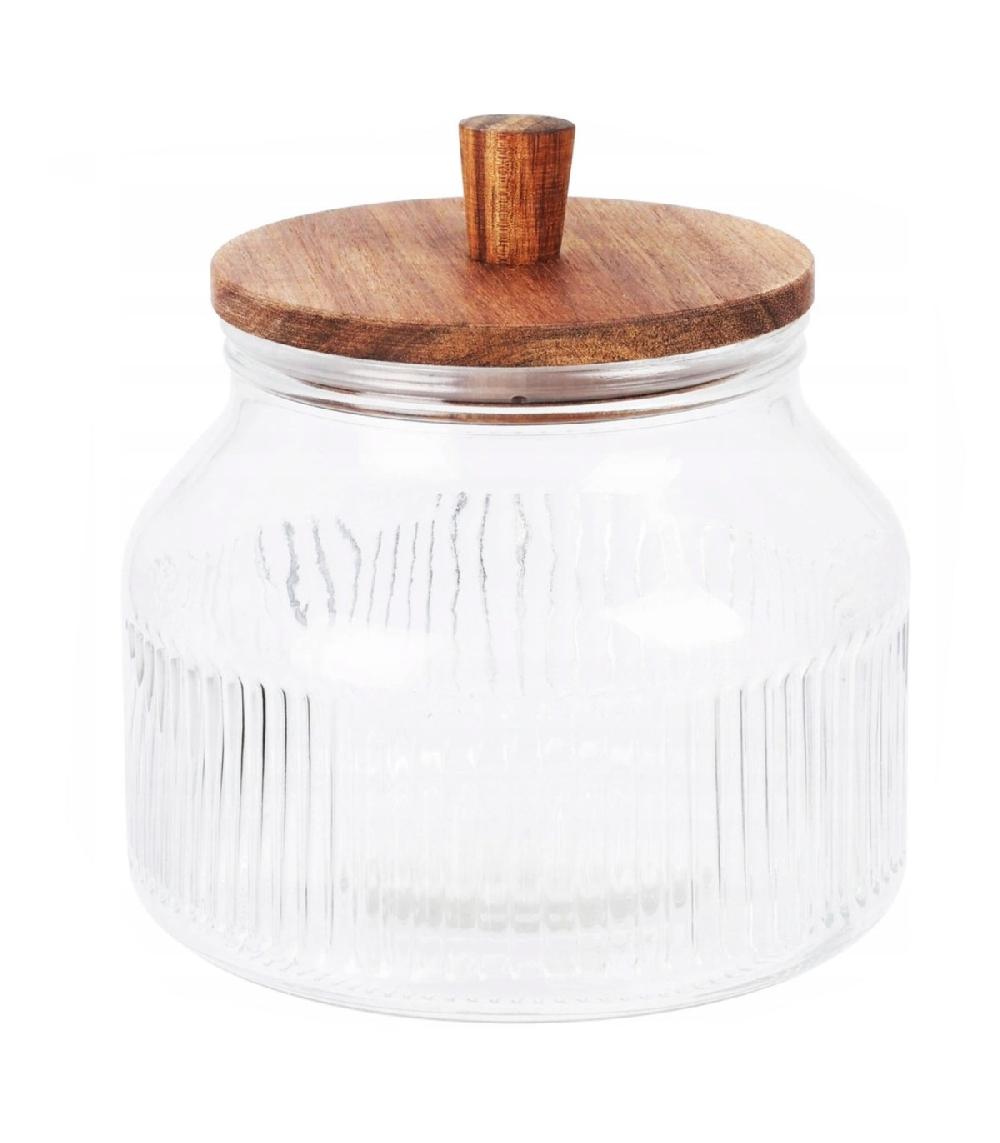 wadiga Bocal cuisine en verre avec bouchon acacia 1750ml