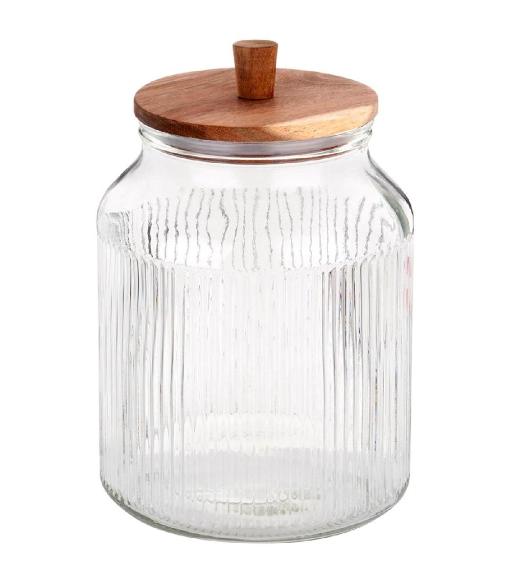 wadiga Bocal cuisine en verre avec bouchon acacia 3100ml
