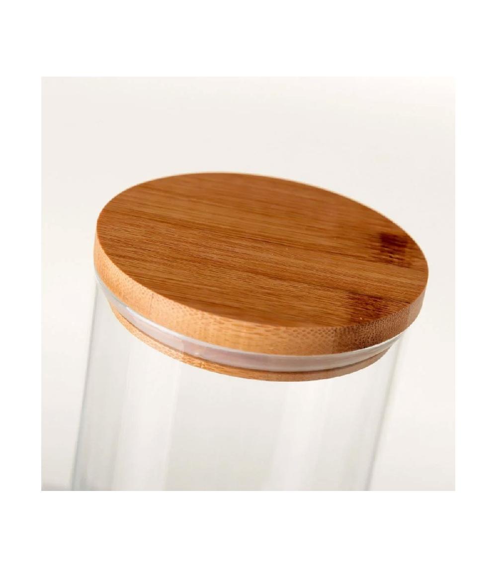 Wadiga Bocal Cuisine En Verre Avec Bouchon Bambou Hauteur 22.5cm