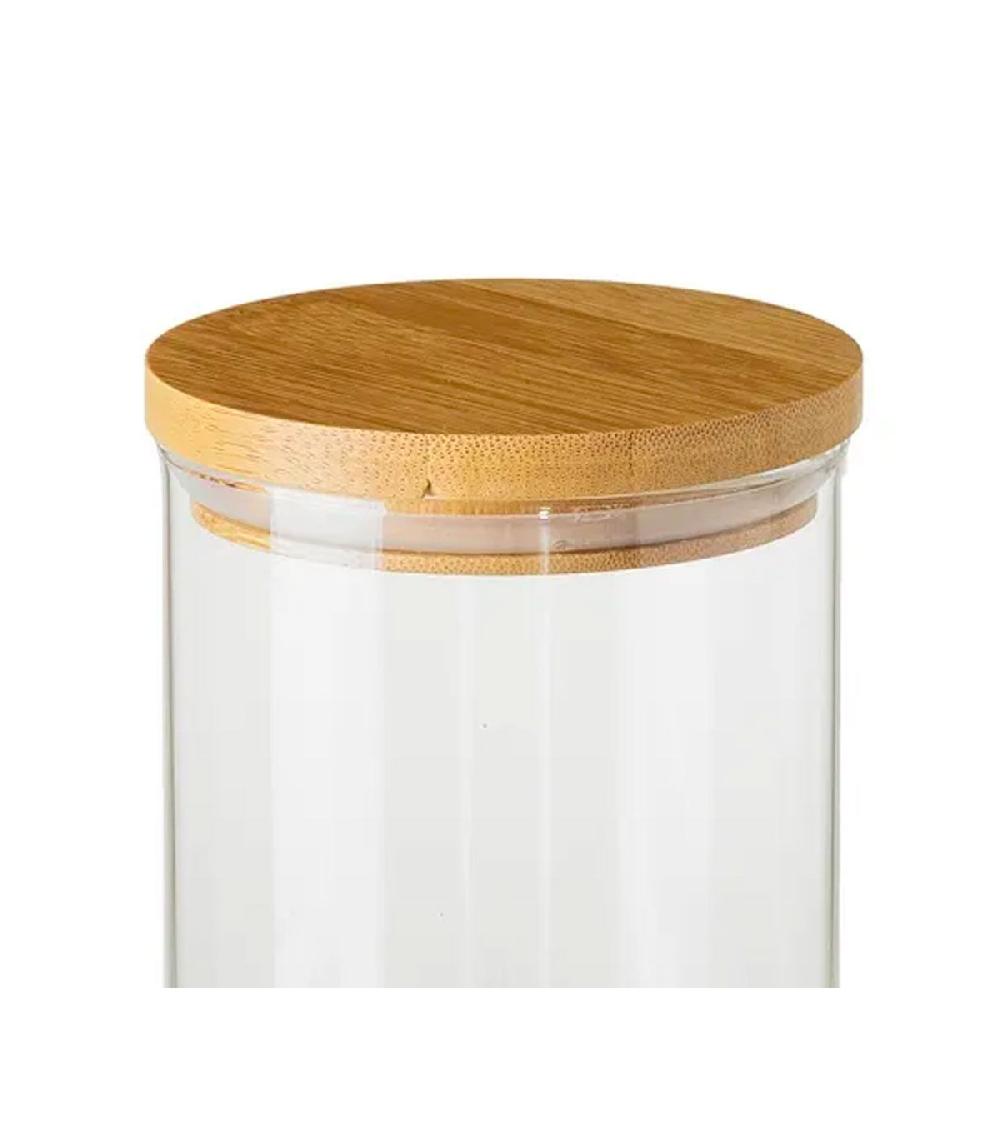 Wadiga Bocal Cuisine En Verre Avec Bouchon Bambou Hauteur 22.5cm