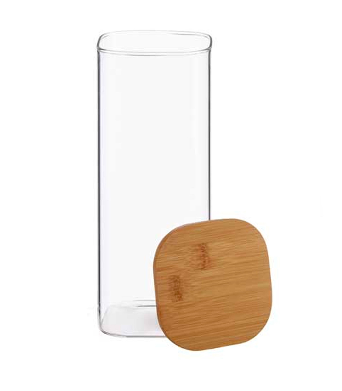 Wadiga Bocal Cuisine En Verre Avec Bouchon Hermétique Bambou 1800ml