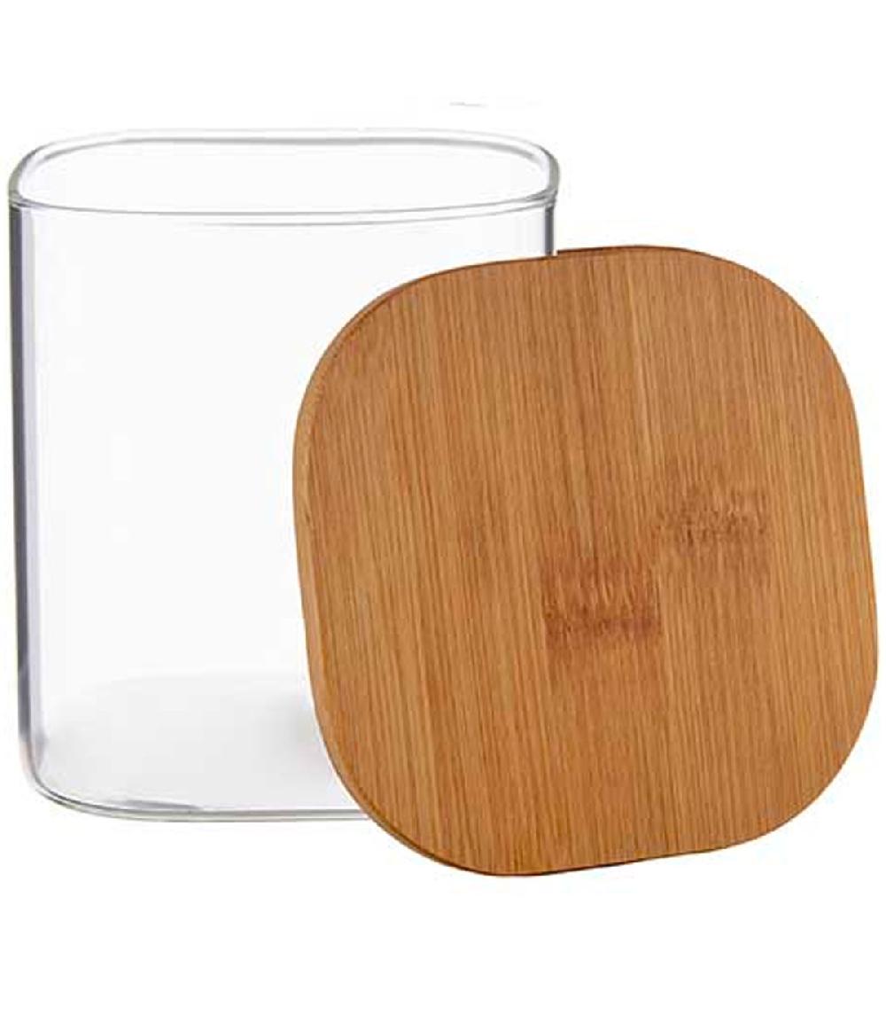 Wadiga Bocal Cuisine En Verre Avec Bouchon Hermétique Bambou 880ml