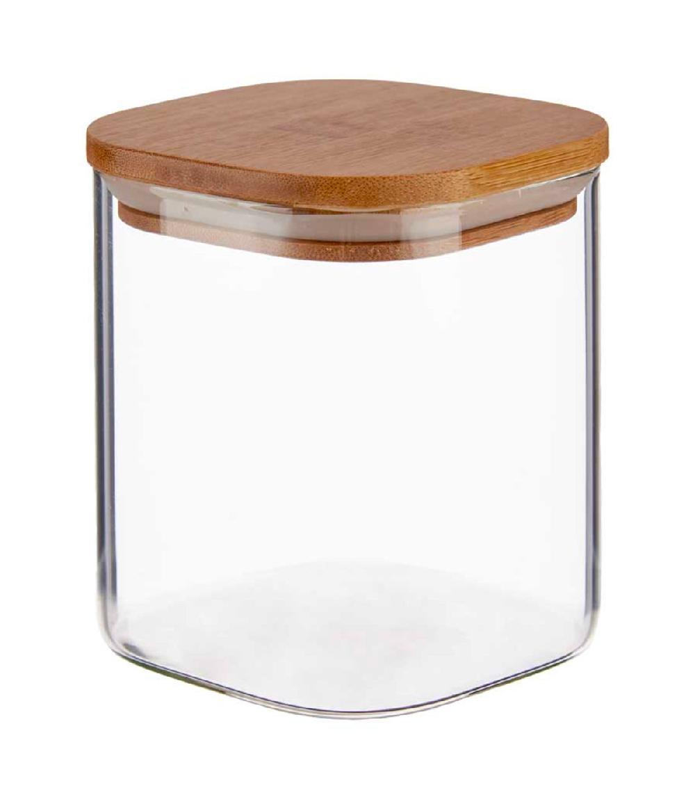 wadiga Bocal cuisine en verre avec bouchon hermétique bambou 880ml