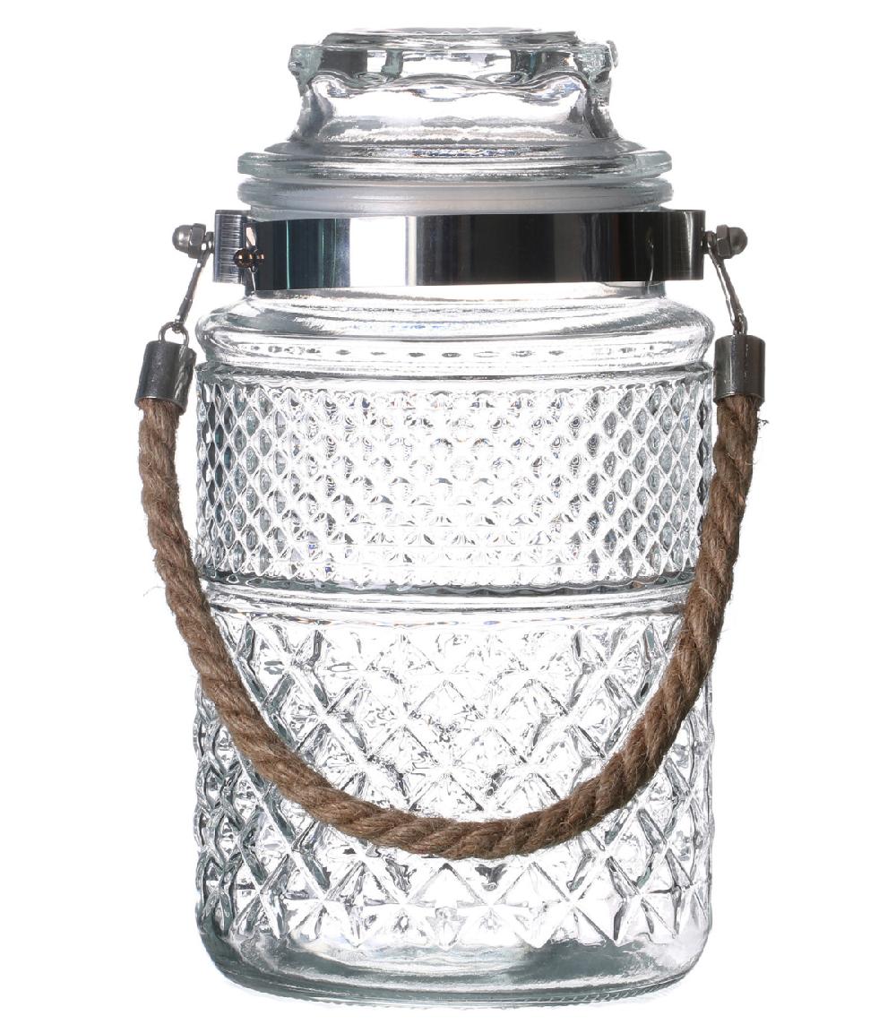 wadiga Bocal Cuisine Hermétique en Verre avec Anse en Jute - 1800ml