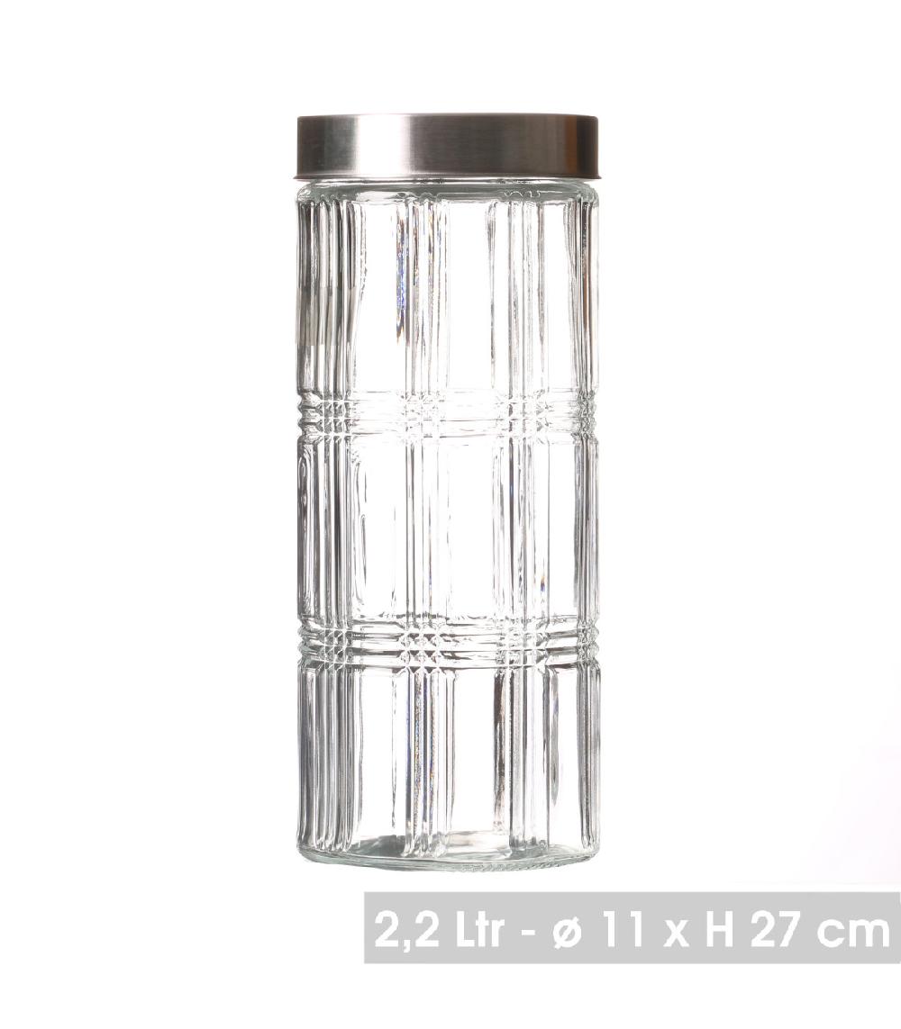 Wadiga Bocal Cuisine Hermétique En Verre Avec Couvercle Inox - 2200ml