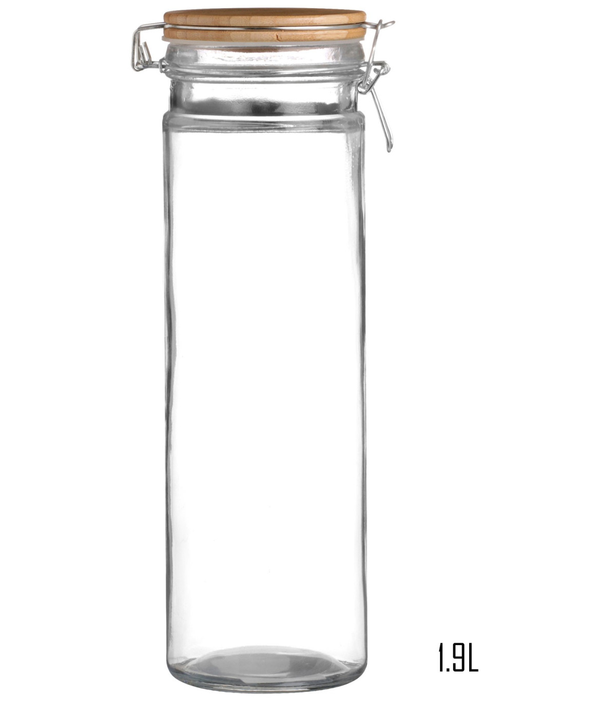 Wadiga Bocal Cuisine Hermétique En Verre Couvercle Clip Bambou - 1.9L