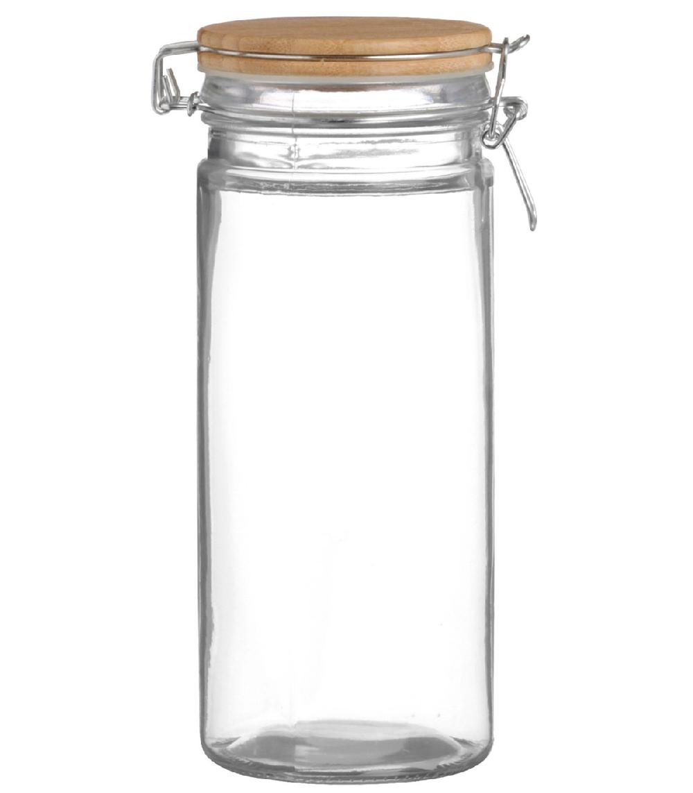 wadiga Bocal Cuisine Hermétique en Verre Couvercle Clip Bambou - 1.3L