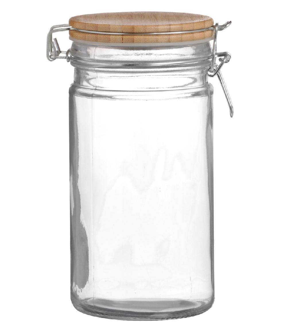 wadiga Bocal Cuisine Hermétique en Verre Couvercle Clip Bambou - 1L