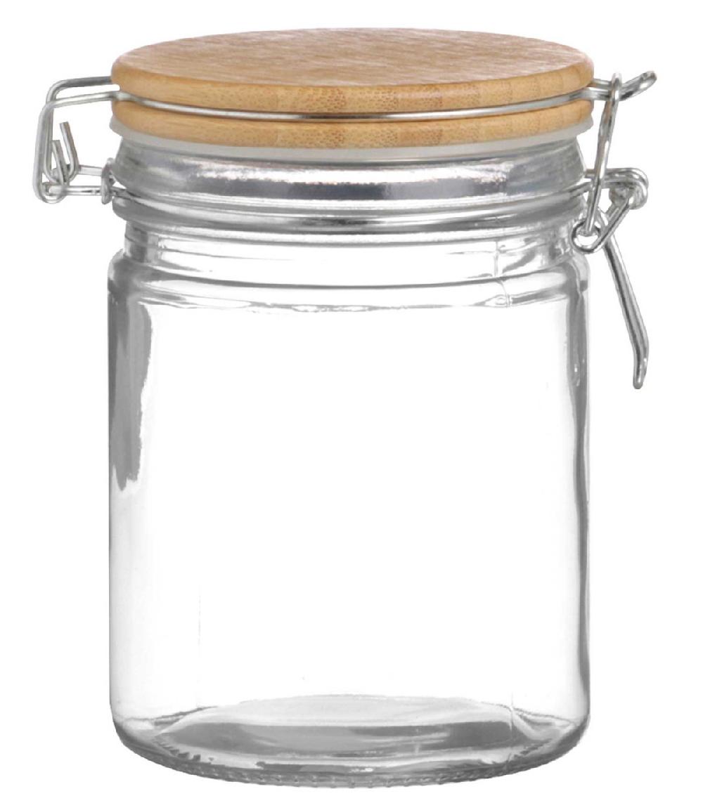 wadiga Bocal Cuisine Hermétique en Verre Couvercle Clip Bambou - 0.7L