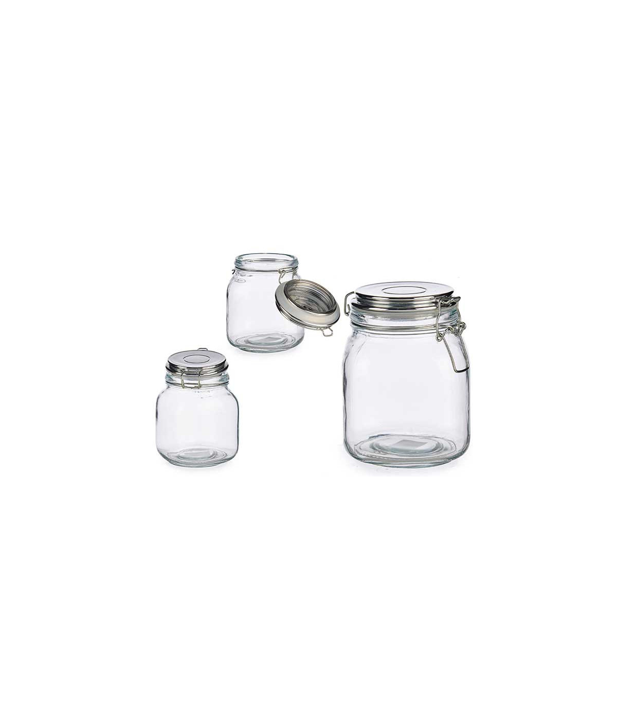 Wadiga Bocal Cuisine Hermétique En Verre Couvercle Clip Métal Chromé - 1L