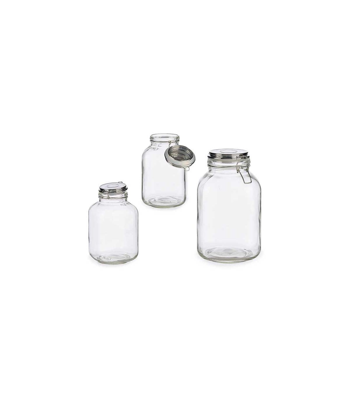 Wadiga Bocal Cuisine Hermétique En Verre Couvercle Clip Métal Chromé - 2.1L