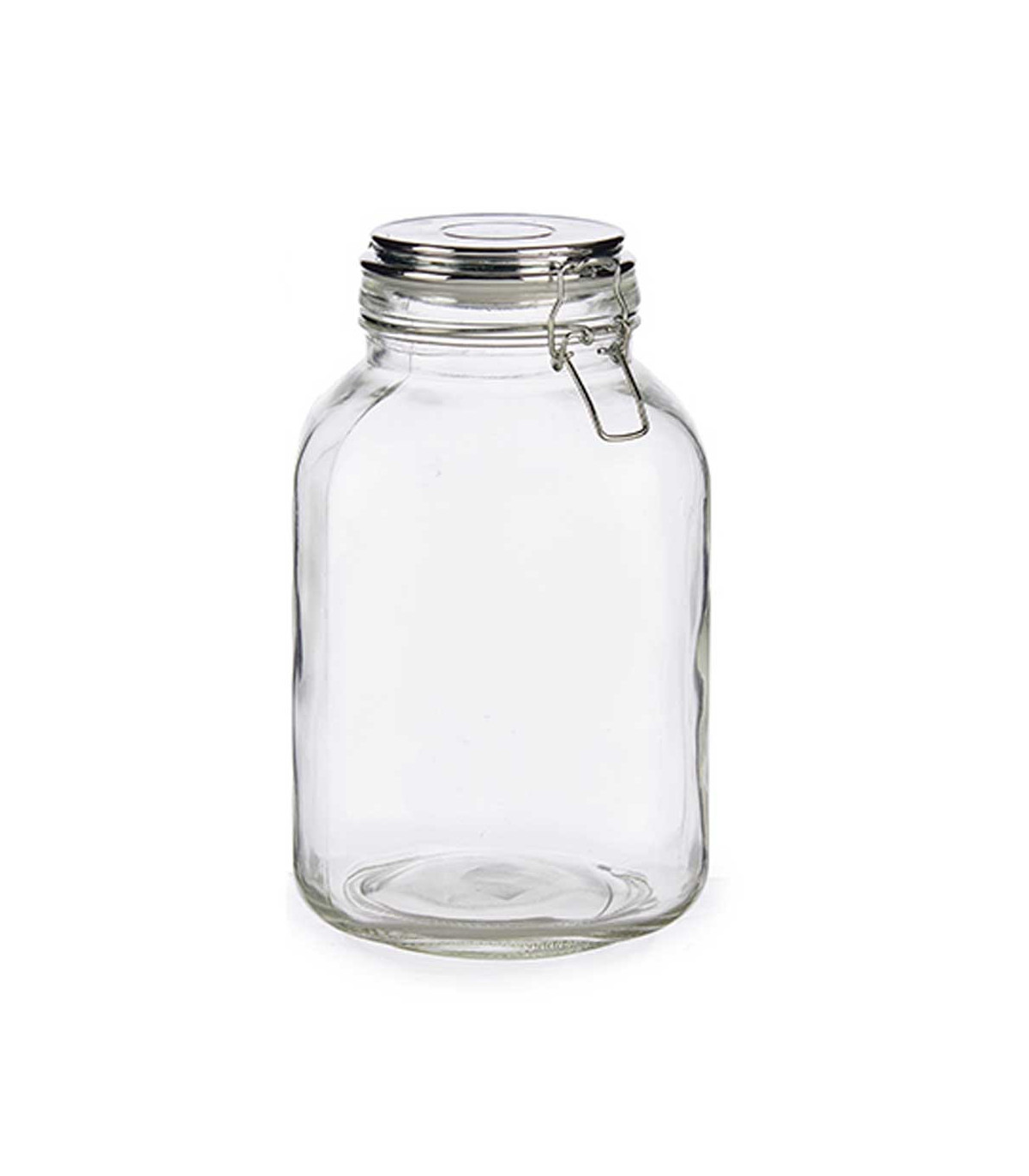wadiga Bocal Cuisine Hermétique en Verre Couvercle Clip Métal Chromé - 2.1L