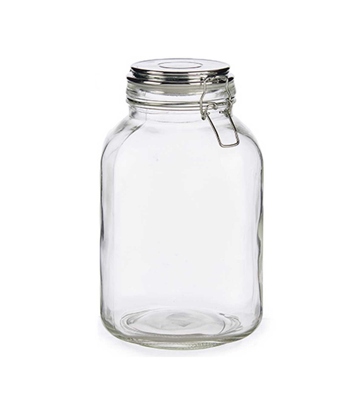 wadiga Bocal Cuisine Hermétique en Verre Couvercle Clip Métal Chromé - 3L